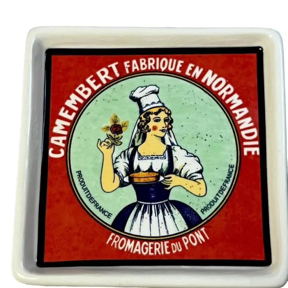 2004 Boston Warehouse 2 Appetizer Snack Serving Trays French Cheese Labels